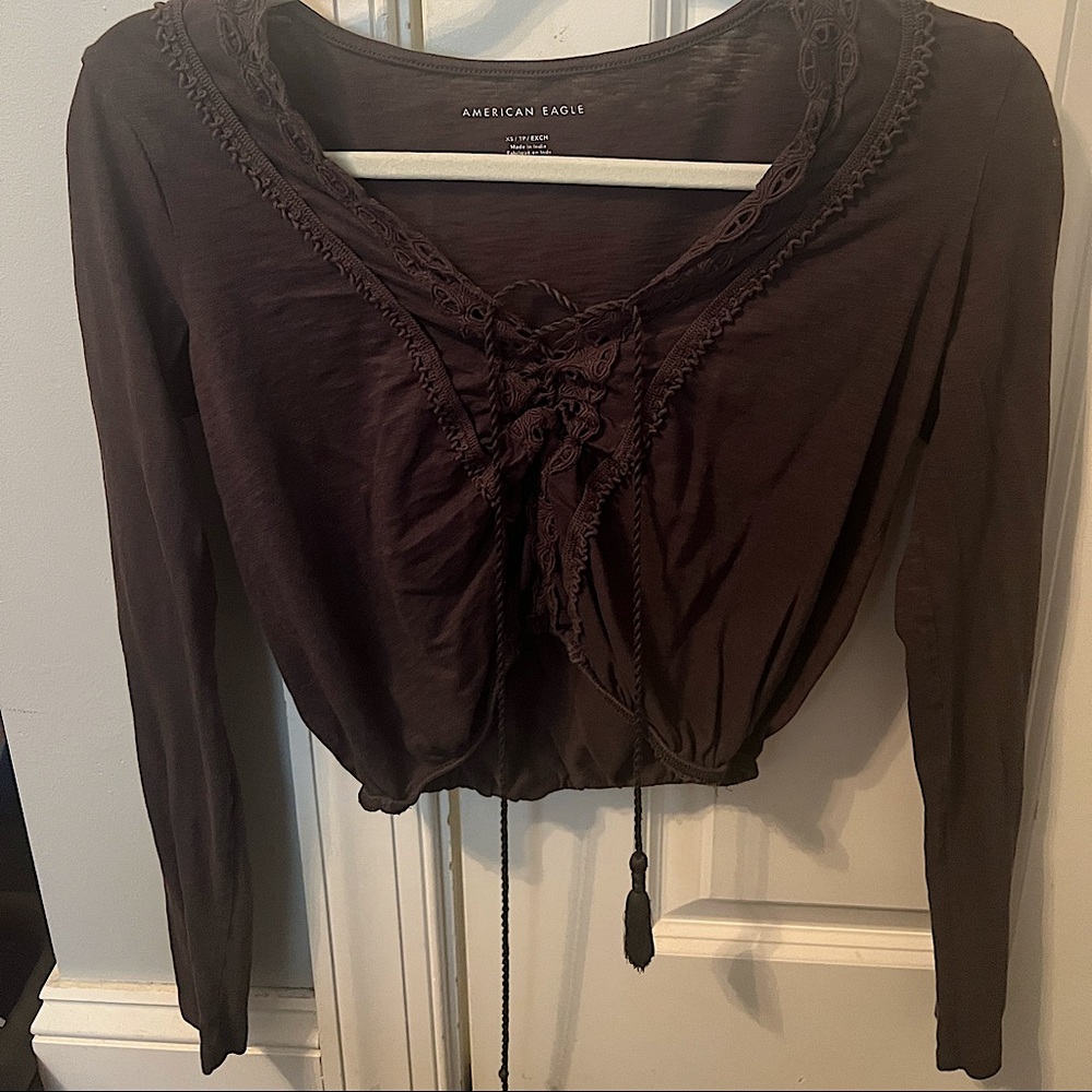 Cropped Long Sleeve American Eagle Shirt